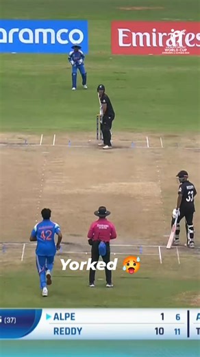 R.S. Ambrish breaks through Marco Alpe's defence with a beauty 🔥 #U19WorldCup broadcast in our bio 📺 https://www.icc-cricket.com/tournaments/u19-cricket-worldcup-2026/news/broadcast-details-for-icc-u19-men-s-cricket-world-cup | ICC - International Cricket Council