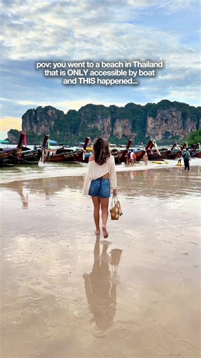 Insane…. 😮🌅😍 This is Railay beach, Krabi Railay Beach feels like an island but it’s actually part of Krabi. You just can’t reach it by road. How to get there: • Fly into Krabi International Airport • Taxi to Ao Nang Pier 20 to 30 mins • Longtail boat to Railay 10 to 15 mins, around 100 to 150 baht Good to know: • No cars or motorbikes • Famous for limestone cliffs and rock climbing • Best at sunset when the cliffs turn gold • ATMs are limited so bring some cash Have you ever been here? Save t