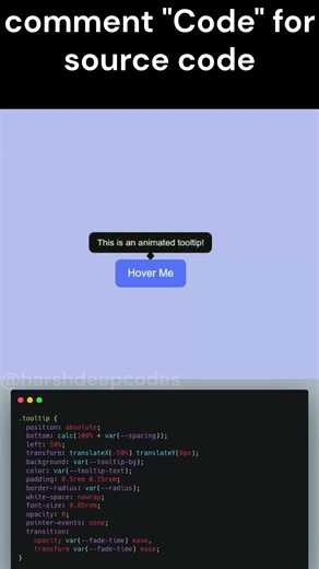 💬 Tooltip Hover Animation | HTML & CSS Only | Comment "Code" #coding #code #webdev #animation #css