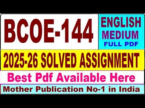 BCOE 144 solved assignment 2025-26 || bcoe 144 solved assignment 2026 in English || ignou bcoe144