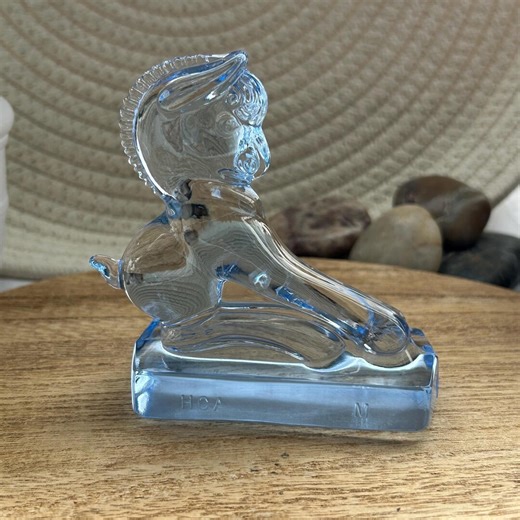 Vintage 1999 Longaberger Heisey by Mosser Blue Rearing Colt Glass Figurine - Etsy