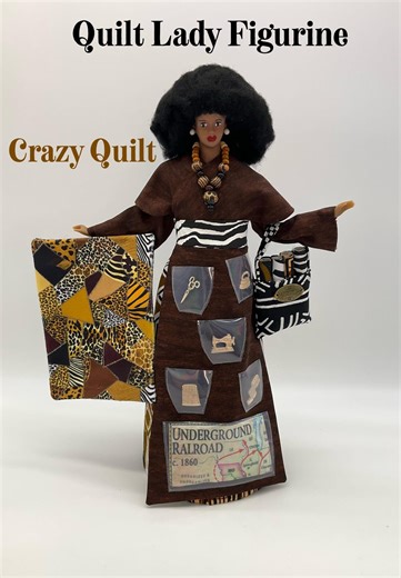 Quilt Lady African American Figurine Holding Mini Small Quilt - Crazy Quilt - Etsy
