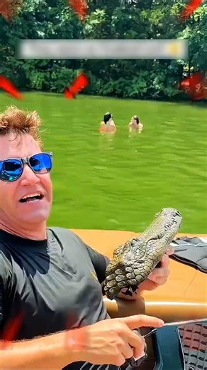 Crocodile in the Lake! 😱 Sister's Reaction is Priceless! #shorts #prank #funny #crocodile #rccar