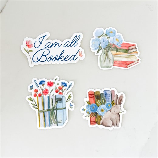 Spring Bookish Stickers for Book Lovers - Etsy