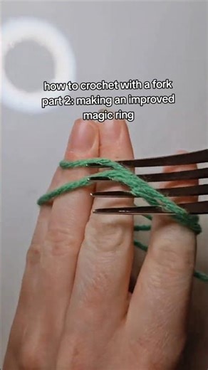 how to crochet with a fork (making a magic ring) #crochet #crochettutorial
