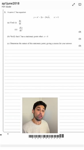 @thefxckingmathstutor on Instagram: "Question 2 paper 1 Edexcel 2018 A-Level Maths #differentiation #calculus #learn #exam #tutorial"