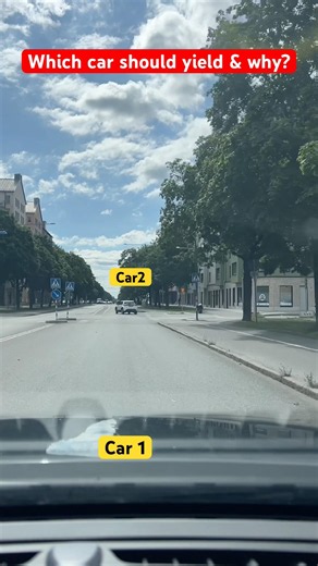 Who has the priority? Car 1, or 2? Yield sign and its meaning! Traffic sign quiz? #cardriving