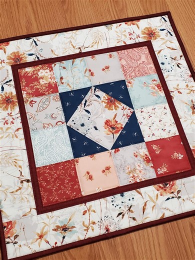 Handmade Quilted Romantic Floral Vintage Style Table Topper or Wall Hanging 18.5" - Etsy