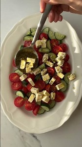 Easy Mediterranean Salad with Marinated Feta | Fresh & Flavorful #easyrecipes #foodshorts #feta