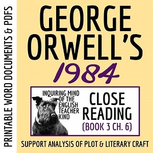 1984 Book 3 Chapter 6 Novel Analysis Worksheet | Dystopian Literature Activity