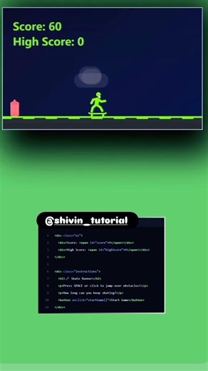 Skating Game | HTML | CSS | JS | #coding #3danimation #sports #skating #shorts #game