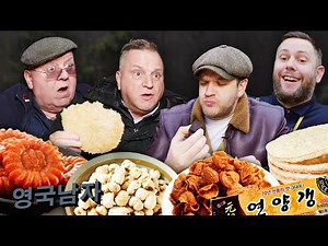 British taxi drivers taste traditional Korean snacks & share celebrity stories!