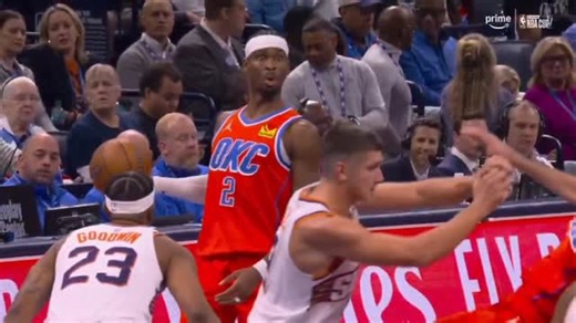 Basketball | NBA | CBB on Instagram: "Look at Shai’s reaction to this foul from Grayson Allen 😭"