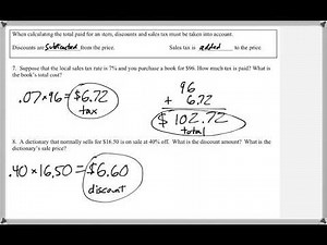 Math 118 : 3.1 #8 (Mathematical Explorations Tutorial : Sales Tax, Discounts)