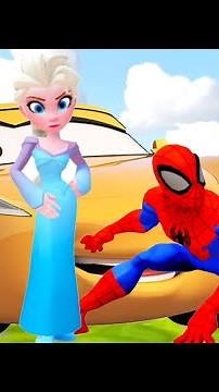 Spiderman and Queen Elsa from cartoons Frozen for kids #shorts
