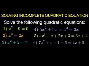 Solving Incomplete Quadratic Equations (Tagalog/Filipino Math)