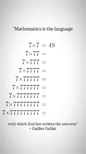 Mathematics is the language with which God created the universe. Gallaio Gallaie The numbers find a beautiful pattern among themselves that makes us as humans think about the secrets behind them & the mysteries hidden in the universe. Follow @pi.mathematika for more interesting content on maths and its applications✨ #mathstudy #maths #mathematics #mathisfun | Pi Mathematica