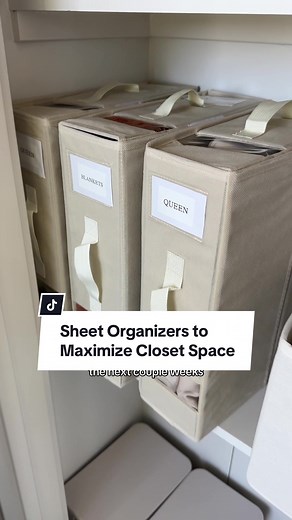 Organize your sheets, bedding, blankets, OR clothing in these to maximize your closet space and make it even more organized! These are GREAT quality and exactly what I’ve been needing in my linen closet! 😍 #organizingfinds #linenclosetorganization #sheetorganizer #sheetorganization #TTSACL #ttsaclhome