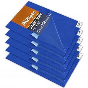 AAwipes 150 Sheets 18" x 36" Adhesive Mats (Blue, Case of 5 Packs, 30 Sheets/Packs) Cleanroom Sticky Floor Mats Peel Off for Construction, Hospital, Labs - Remove Traffic-Borne Dust & Dirt