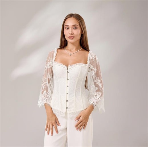 White Lace Corset, Bridal Corset, Lace Corset Blouse, Lace Corset Top,lace Bustier Top,wedding Corset,white Corset Top,victorian Lace Corset - Etsy