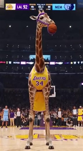 Giraffe scores against Grizzlies #comedy #animals #nba #animalmemes
