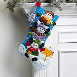 Bucilla Felt Applique 18" Stocking Making Kit, Snow Much Fun, Perfect for DIY Arts and Crafts, 89478E