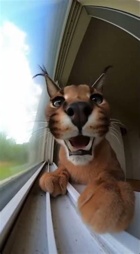 👽 Caracal's Alien Sounds from the Window! #shorts