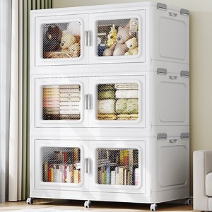 660 Qt Extra Large Stackable Storage Bins with Lid, 165Gal Collapsible Closet Organizer and Storage Drawers with Wheels, Plastic Storage Box for Closet Clothes Organization,White