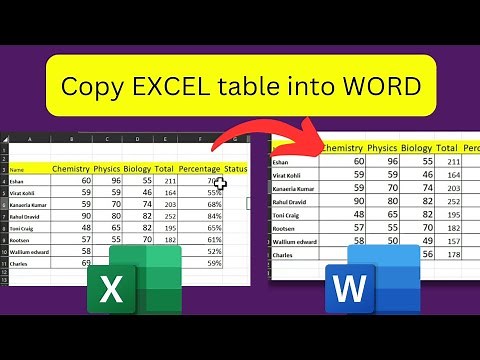 How to copy Excel table into Word
