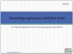 Factorising expressions with four terms