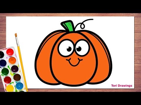 How to Draw Kawaii Pumpkin | Kawaii Drawing Tutorial for Kids | Kawaii Pumpkin Art