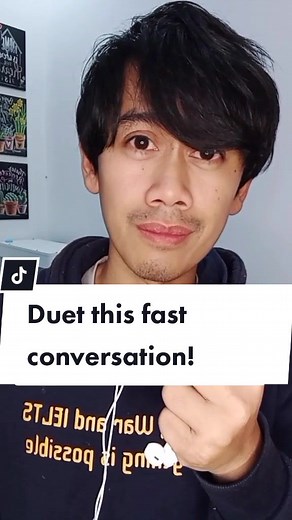 Duet this fast conversation! Don't worry about making mistakes. You can do it! #belajaronline #speaking #duet