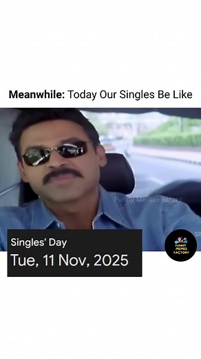 Tag a single friend and remind them how awesome they are! 👇 Happy Singles' Day (11/11)! 🥳 I am a single man. I have no bonds, but I am happy. #SinglesDay #1111 #SingleLife #SingleAndHappy #Relatable #TeluguMemes #MemesDaily #Freedom #Independence #FunnyVideos #Reels #ViralMemes #ExplorePage #Venkatesh #Attitude #Comedy | Funny Memes Factory