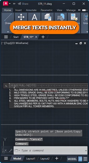 Stop editing text line-by-line! 📝 (AutoCAD TXT2MTXT) #autocad