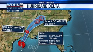 Here's the latest projected path for Hurricane Delta. | WDHN News | Facebook