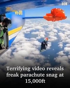 A heart-stopping skydiving accident caught on video has captured the moment a jumper’s reserve chute snagged on the launch plane’s tail over a Queensland beach. Watch the full video 👉 https://bit.ly/3KURPp9 | Gold Coast Bulletin
