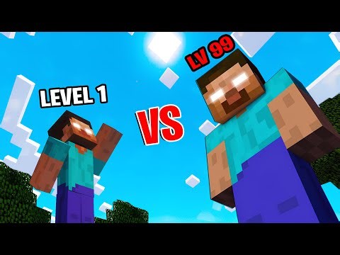 Level 1 Herobrine vs. LEVEL 99 GIANT Herobrine in Minecraft