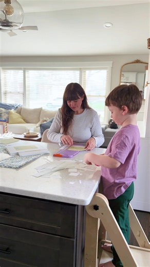 This started at our kitchen island. Scissors, paper scraps, and a little boy who wants to be part of everything. Tiny Joy was created with my son in mind. The togetherness, the slowing down, and the moments we get to share while making and preparing each envelope side by side. Sending our first envelopes to our first subscribers feels really special. #toddleractivitiesathome #snailmaillove