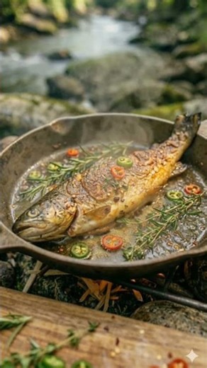 Catch and Cook Fresh Fish by the River – Relaxing ASMR Cooking