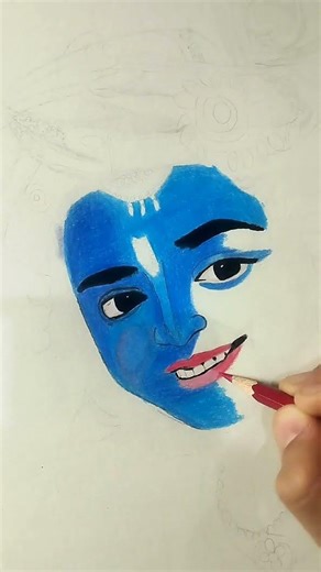 🥀Lord Krishna Drawing with Color Pencils 🌸 | #shorts