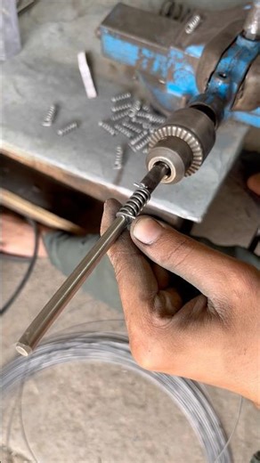 Simple Spring Making on Drill Machine | Steel Wire Pressure Spring | Handmade DIY #shorts