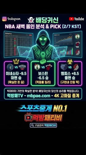[👻 배당귀신] 2/7 NBA 7경기 분석, OddsPortal & BetExplorer #nba #해외배당 #배당하락 #스포츠분석 #스포츠 #농구