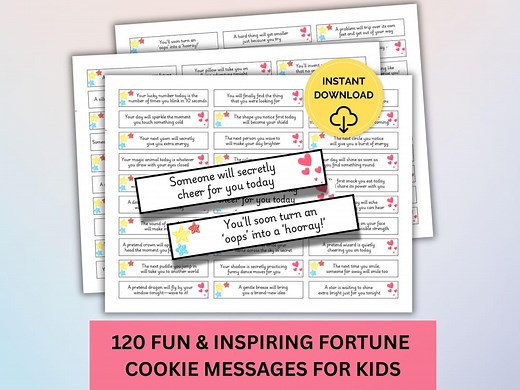 Printable Fortunes for Kids: Fun Fortune Cookie Slips With Positive, Inspirational and Silly Messages (non-editable PDF, US Letter) - Etsy