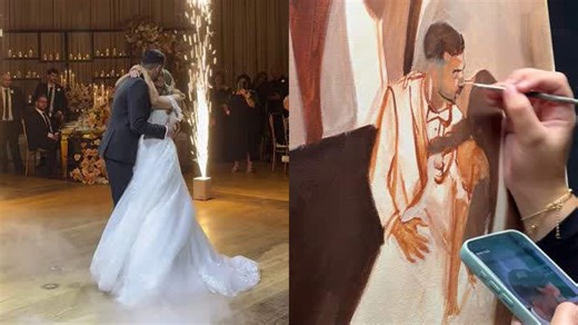 Bride's late mom painted into stunning wedding portrait | Happily TV