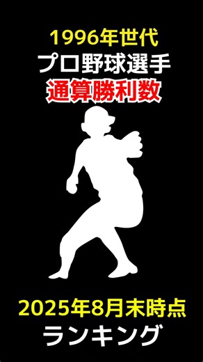 【2025年8月末時点最新版】1996年世代プロ野球選手通算勝利数ランキング #shorts #1996年世代