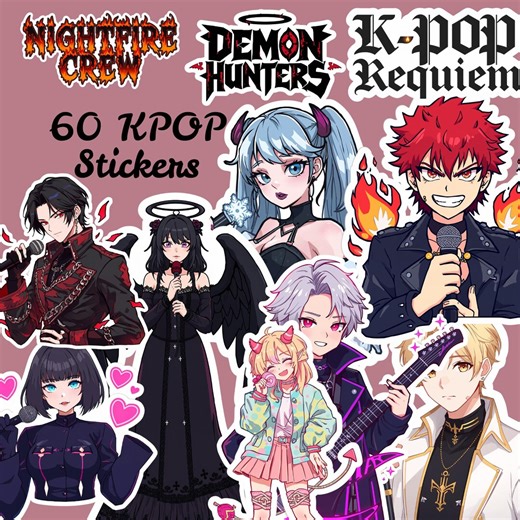 60 Kpop Demon Hunters PNG Stickers | Saja Boys & Girls Fan Art Bundle | Kpop Anime Style Printable Sticker Pack | Digital Download - Etsy
