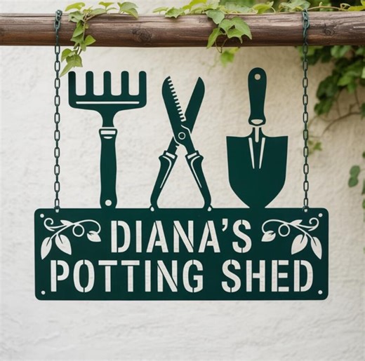 Personalized Metal Garden Sign: Outdoor Sign Garden Marker With Custom Name - Etsy