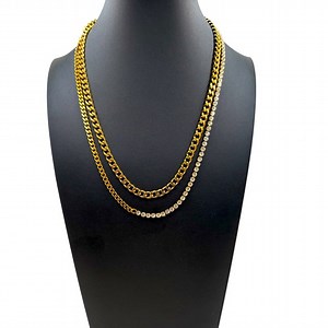 NEW 18K GOLD PLATED “AUREA” HALF TENNIS HALF CUBAN NECKLACE