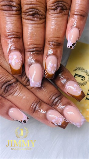 💎JIMMY’s NAILS BAR💎 ST. LOUIS NAIL SHOP on Instagram: "Brown sugar tips and soft pink blooms ✨ The perfect transitional set for any season. Hand-painted with love at Jimmy Nails & Lashes. Comment “Me” and I’ll send you the booking link #stlnails #florissant #nailsaddict #nailstransformation #jimmynailsstl —————— nailtech, nailsofinstagram, nailtrends, fyp, naildesigns, florissantnails, nailsalon, bestnailsaloninflorissant"