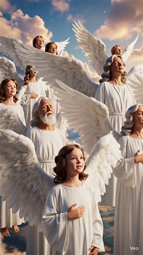 Divine Peace: Angels Celebrating in the Clouds 🕊️✨ #Jesus #Shorts